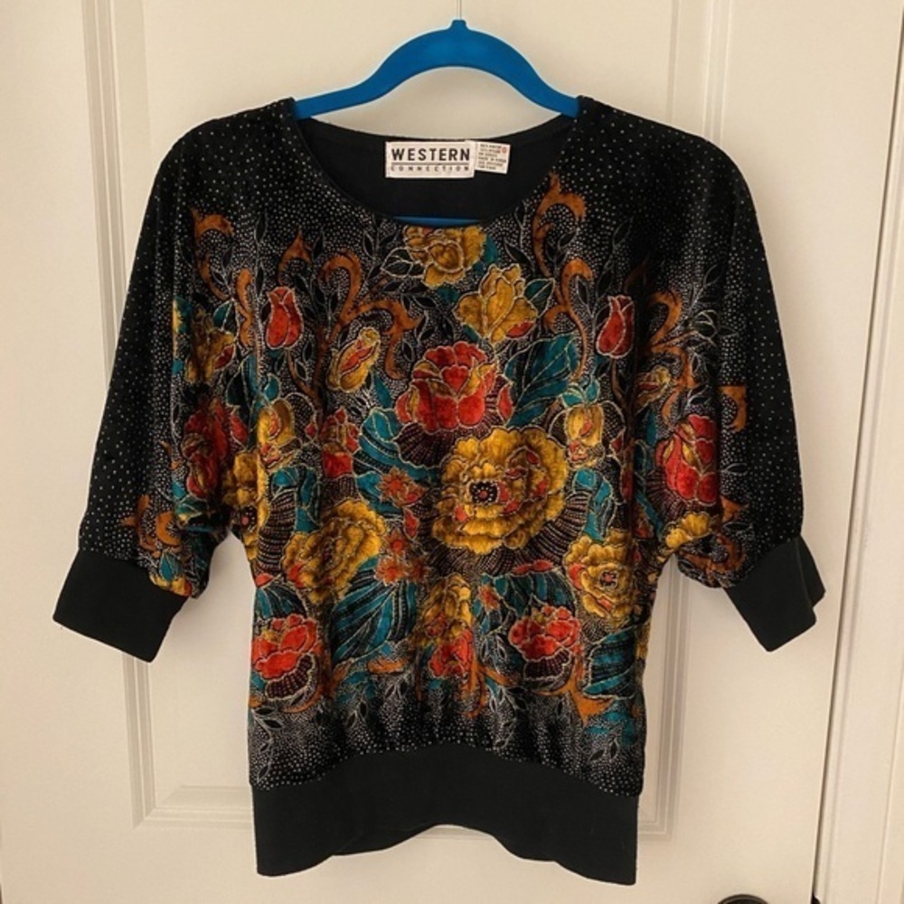 Floral Velvet Multicolor Blouse